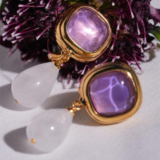 北京仓｜Goossens Paris-RENAISSANCE-粉紫色 水滴 耳环［法国设计师］ 商品图1