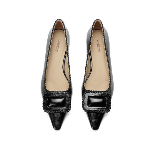 Westory2026年春季牛皮尖头低跟单鞋通勤休闲百搭浅口鞋 商品图12