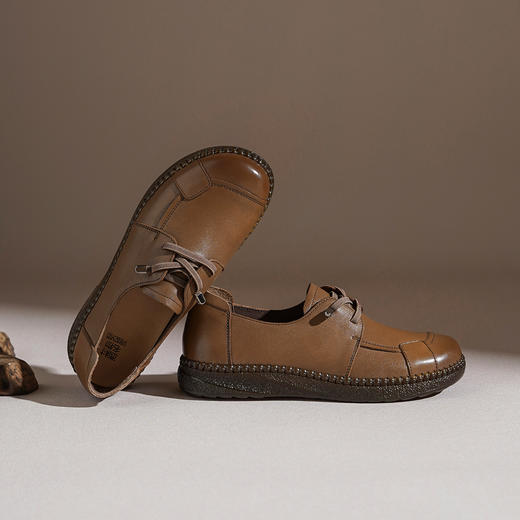 【牛皮革】西村名物2026年春季新款饱满圆头舒适宽松厚底免系带深口单鞋乐福鞋T26AM17681 商品图9