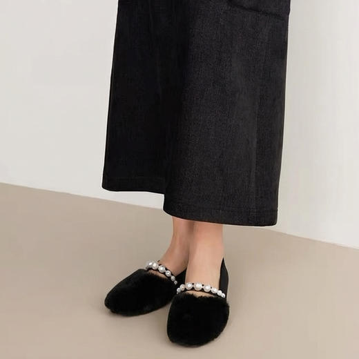 【舒适绒里】西村名物2026年春季新款饱满圆头舒适宽松加绒保暖玛丽珍毛毛鞋T26AM17811 商品图2