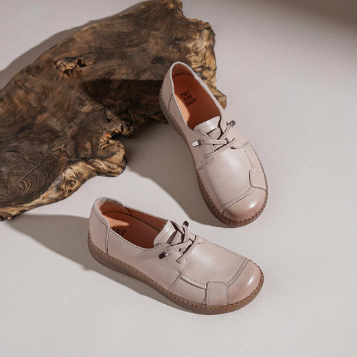 【牛皮革】西村名物2026年春季新款饱满圆头舒适宽松厚底免系带深口单鞋乐福鞋T26AM17681 商品图11