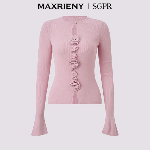 MAXRIENY【商场同款】浪漫优雅感立体花套头毛衫羊毛混纺针织上衣(货号:MU86SW003) 商品图4