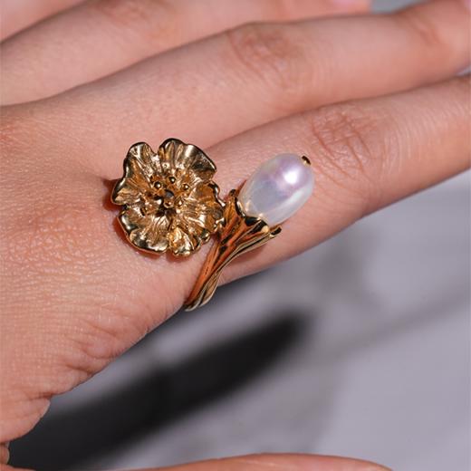 北京仓｜Goossens Paris-Fleur de Pavot-虞美人 金色 戒指［法国设计师］ 商品图1