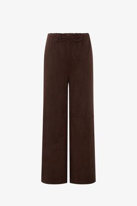 复古气质麂皮休闲直筒裤