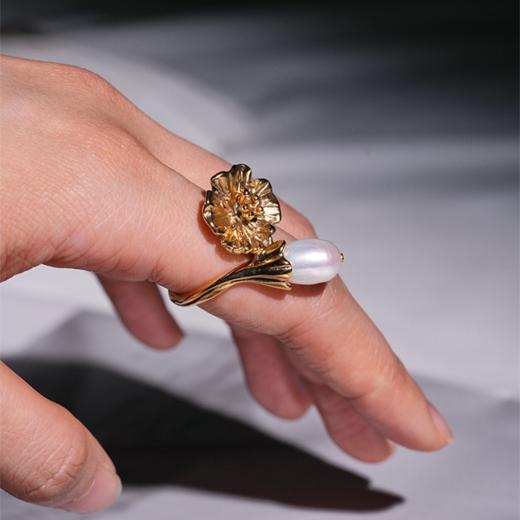 北京仓｜Goossens Paris-Fleur de Pavot-虞美人 金色 戒指［法国设计师］ 商品图0