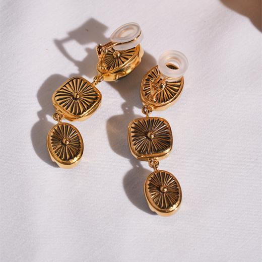 北京仓｜Goossens Paris-CABOCHONS-牛仔蓝 岩石水晶 三吊坠 耳夹［法国设计师］ 商品图1