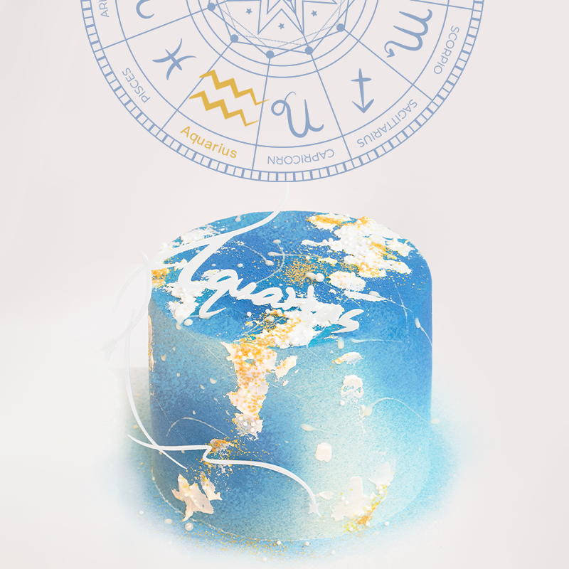即将下架！2026新版「水瓶座」白茶柚子香梨味蛋糕｜十二星座唯美星空系列