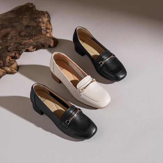 【牛皮革】西村名物2026年春季新款舒适中跟小方头简约大方浅口单鞋T26AE17801 商品图9