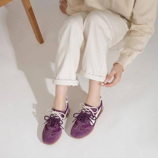 西村名物2026年春季新款拼色复古双鞋带运动鞋德训鞋休闲潮鞋T26AM17671 商品图1