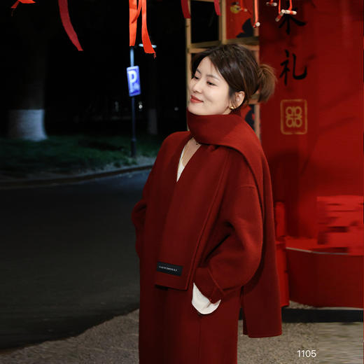 【特价不退换】【预售7天/长款】良木礼山羊绒大衣（围巾）(D11105) 商品图2