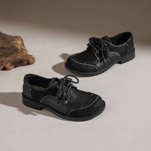 【牛皮革】西村名物2026年春季新款舒适厚底防滑系带线缝工艺休闲乐福鞋T26AM17631 商品图7