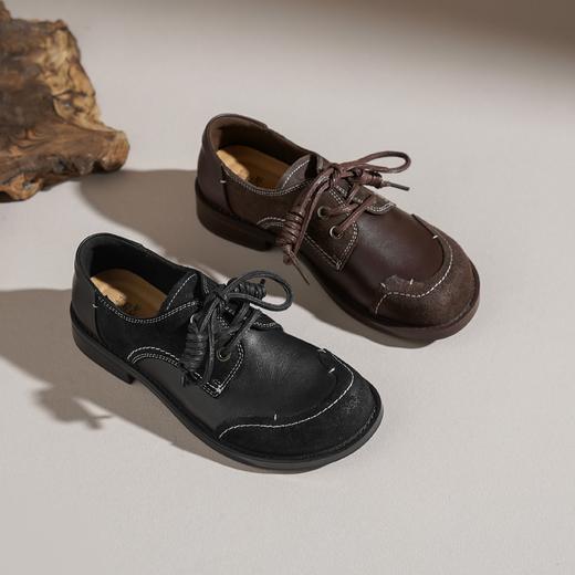 【牛皮革】西村名物2026年春季新款舒适厚底防滑系带线缝工艺休闲乐福鞋T26AM17631 商品图12