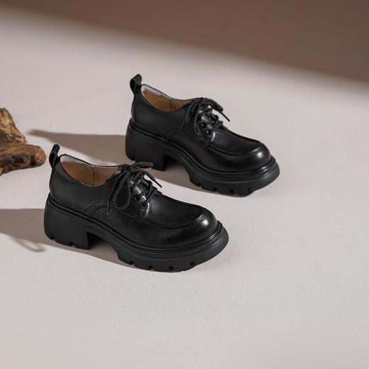 西村名物2026年春季新款舒适厚底防滑系带纯色深口单鞋乐福鞋T26AM18131 商品图2