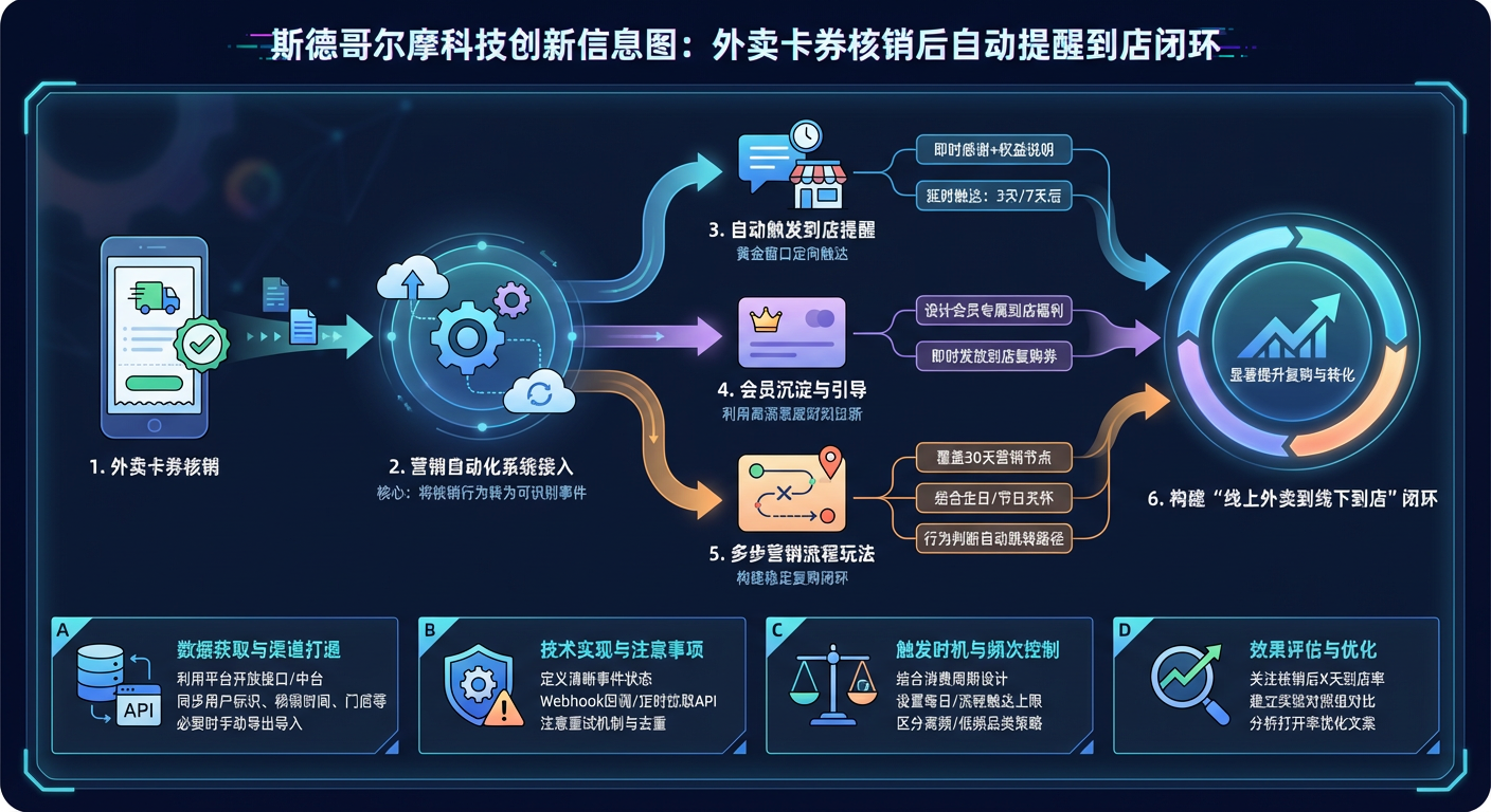 为什么要在“外卖卡券核销后”做自动到店提醒？