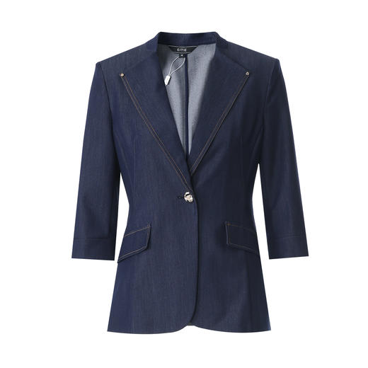 EITIE爱特爱复古百搭显瘦翻领收腰七分袖牛仔外套春季新款8103811 商品图5