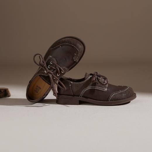 【牛皮革】西村名物2026年春季新款舒适厚底防滑系带线缝工艺休闲乐福鞋T26AM17631 商品图8