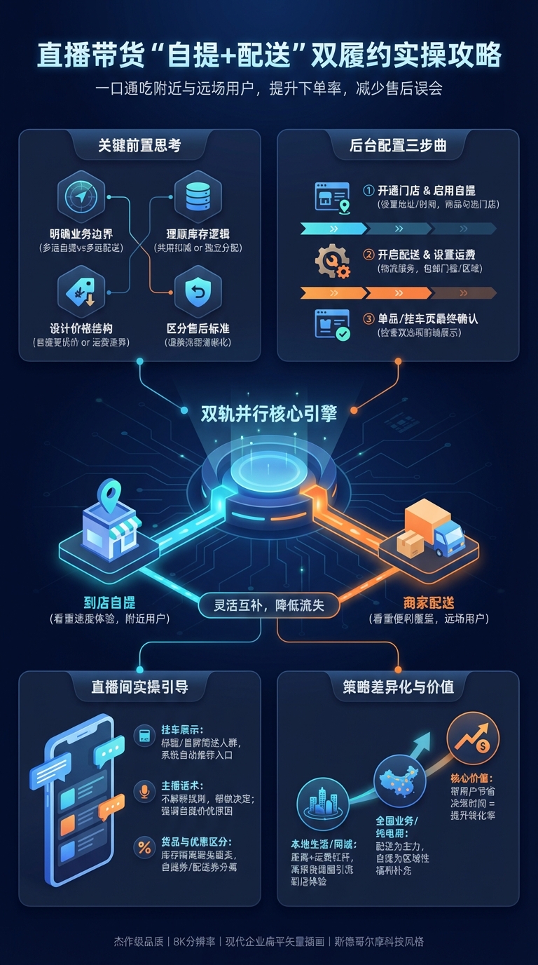 为什么直播间要同时开“到店自提+商家配送”？