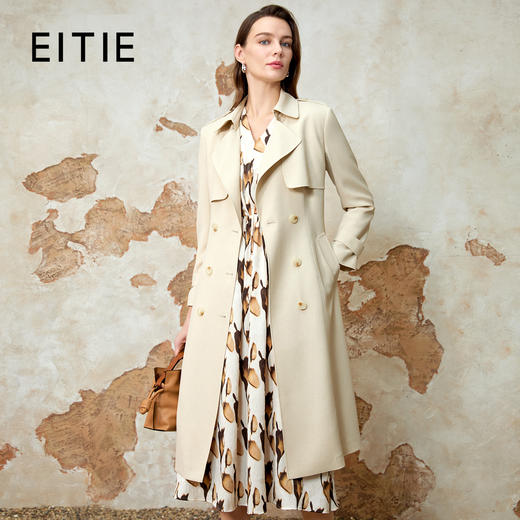 EITIE爱特爱春季新款经典翻领双排扣风衣外套女8104806 商品图0