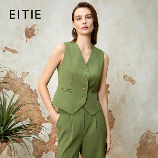 EITIE爱特爱气质通勤V领百搭无袖马甲外套春季新款8103807 商品图1