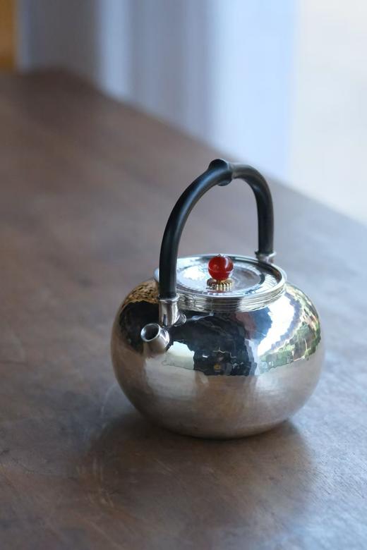 光宝堂锤目纹理手工煮泡两用银壶400ml-YHD 商品图1