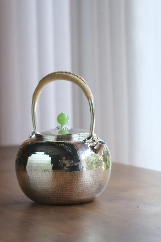 光宝堂锤目纹理手工煮茶银壶900ml 商品图5