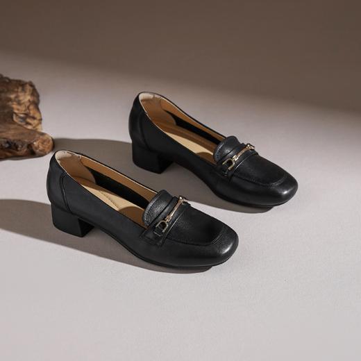 【牛皮革】西村名物2026年春季新款舒适中跟小方头简约大方浅口单鞋T26AE17801 商品图1