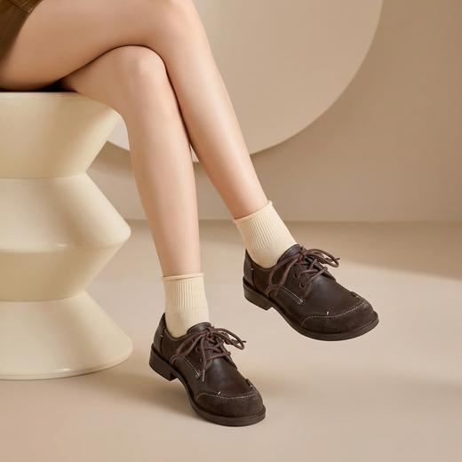 【牛皮革】西村名物2026年春季新款舒适厚底防滑系带线缝工艺休闲乐福鞋T26AM17631 商品图2