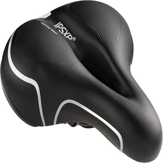 美国 IPSXP 高端品质 自行车记忆海绵坐垫 带尾灯的宽骑车坐垫 双弹簧设计 黑色 X001GDA6N9 商品图1