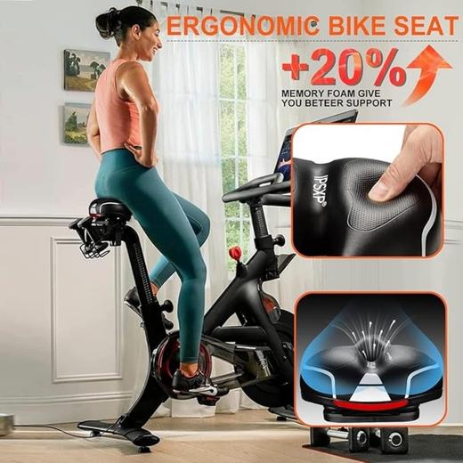 美国 IPSXP 高端品质 自行车记忆海绵坐垫 带尾灯的宽骑车坐垫 双弹簧设计 黑色 X001GDA6N9 商品图0