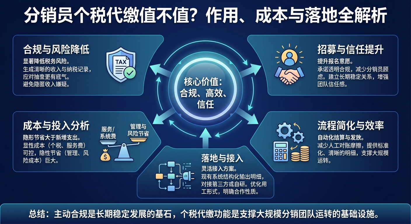 为什么个税代缴能显著降低分销佣金税务风险？