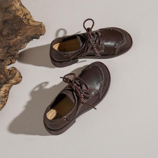 【牛皮革】西村名物2026年春季新款舒适厚底防滑系带线缝工艺休闲乐福鞋T26AM17631 商品图9