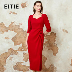 EITIE爱特爱春节新款高级感显瘦过膝订婚敬酒服宴会礼服连衣裙8177804