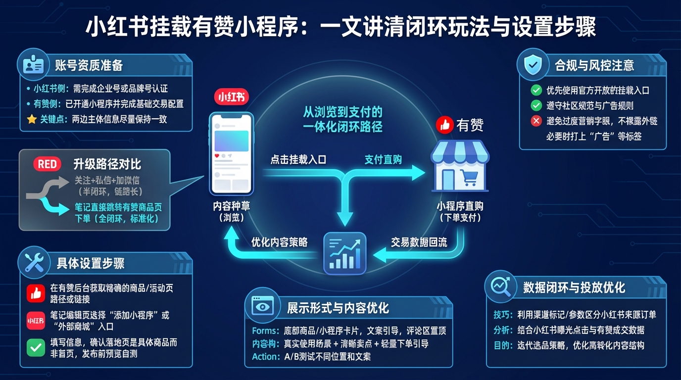 小红书挂有赞小程序前，需要准备哪些账号和资质？