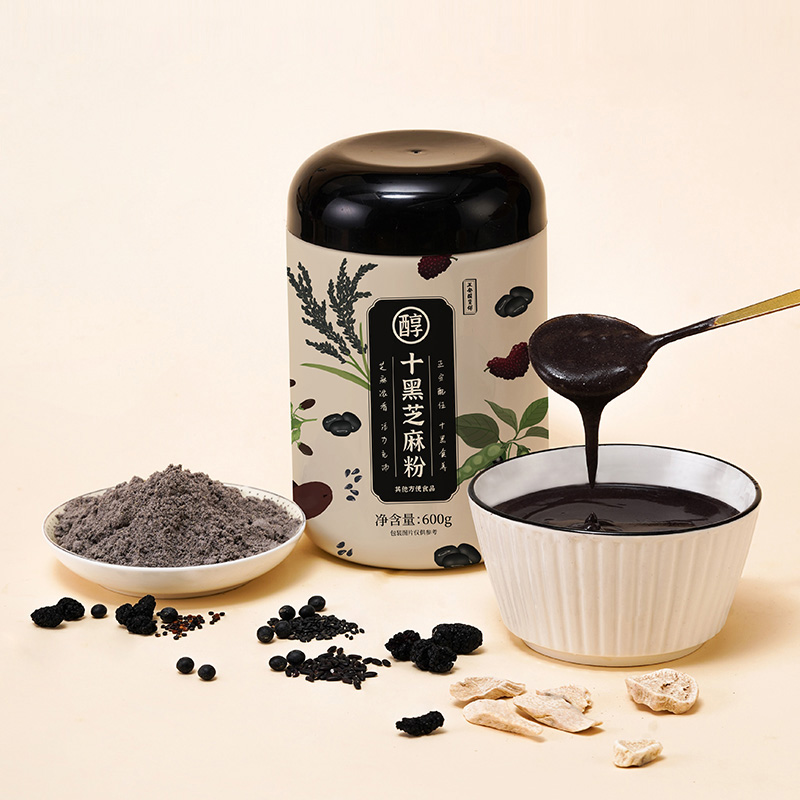 正安国货·十黑芝麻粉   十重黑营养呵护   无蔗糖无香精  600g/罐