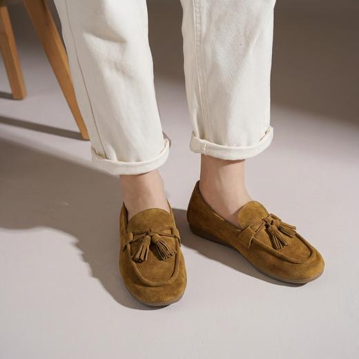 【羊皮绒面】西村名物2026年春季新款舒适平底防滑流苏装饰软底软面平底单鞋豆豆鞋T26AE17411 商品图8