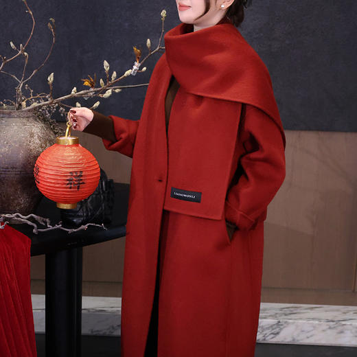 【特价不退换】【预售7天/长款】良木礼山羊绒大衣（围巾）(D11105) 商品图1