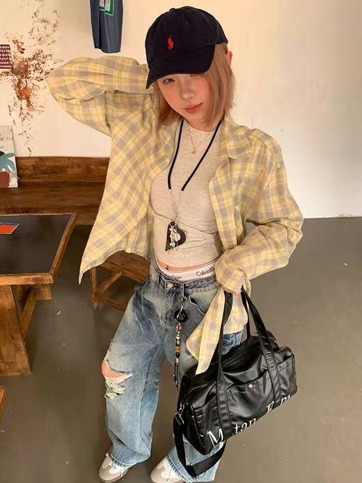 样衣清仓【格子衬衫】复古撞色衬衣-喜出 商品图3
