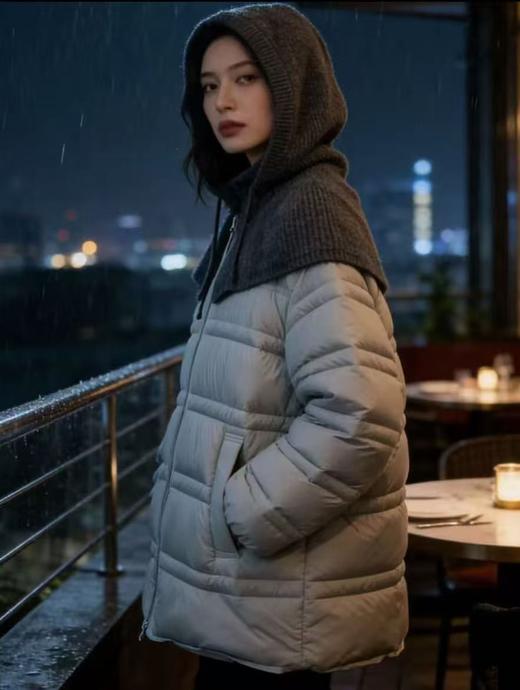 女王节抢购价-不支持退【自营】一码一物，可溯源！【羽绒服】（赠送披肩帽）韩系泡芙白鸭绒中长羽绒服-喜出 商品图6