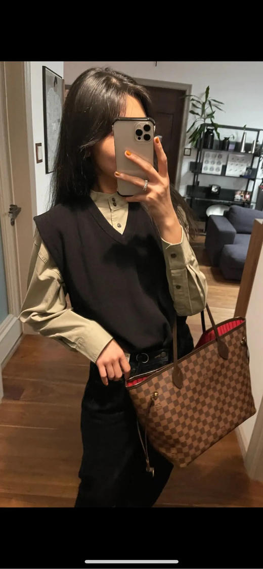 Lv nf 中号 棕棋盘格 购物袋 商品图2