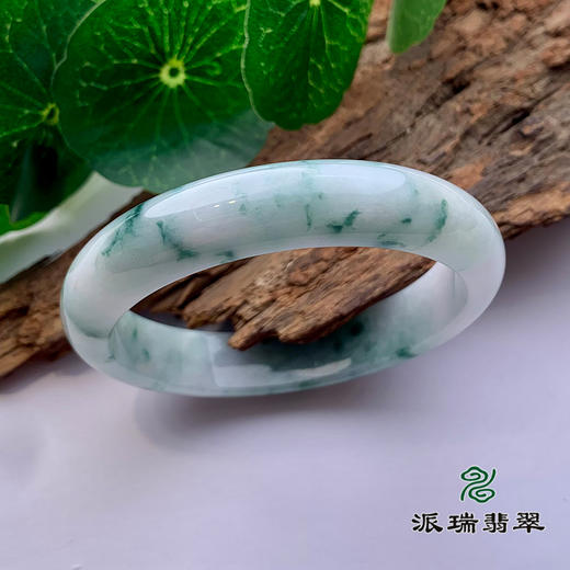 派瑞翡翠 翡翠手镯 糯种 飘花 商品图0