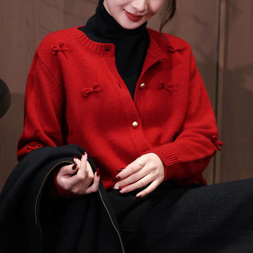 【预售7天】良木礼蝴蝶结羊毛开衫（3777F） 商品图3