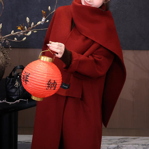 【特价不退换】【预售7天/长款】良木礼山羊绒大衣（围巾）(D11105) 商品图7