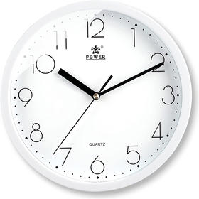 美国 POWER霸王挂钟 客厅简约时钟创意家用挂墙免打孔石英钟 10英寸