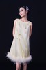 荷言HEYEN 渡月 桑蚕丝缎面刺绣无袖连衣裙圆领设计 隐形拉链 蝴蝶刺绣+鸵鸟毛 商品缩略图1