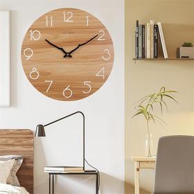 美国 LAIGOO 12英寸木质木纹底壁挂石英时钟 创意镂空数字 无框无玻璃