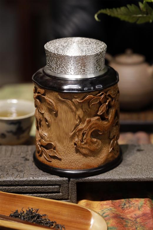 柿柿（事事）如意°锡胆竹雕茶叶罐 商品图4