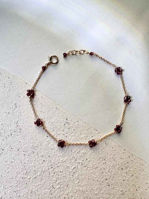 SpoiledBrat Jewelry彩色宝石四瓣小花手链 绿松石 石榴石 绿玉髓 锆石 手链 商品图4