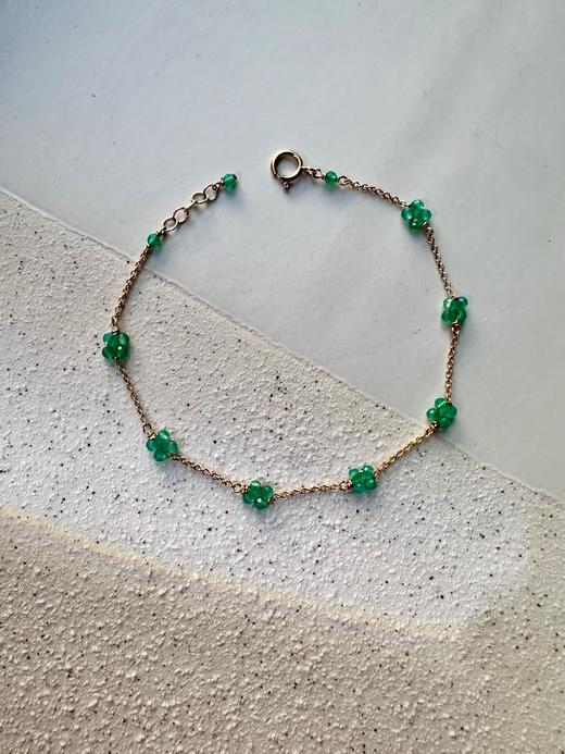 SpoiledBrat Jewelry彩色宝石四瓣小花手链 绿松石 石榴石 绿玉髓 锆石 手链 商品图7