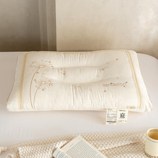 自然醒亚麻蒲公英枕-棉麻枕芯刺绣亚麻枕头XK 商品图4