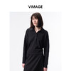 VIMAGE纬漫纪复古高智感通勤显瘦百搭黑色polo领上衣2026春季新款V2513203 商品缩略图1